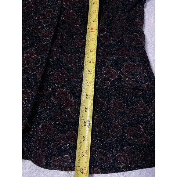 Vintage 60s Blazer Jacket Dark Academia Velour Velvet Floral Christmas Holiday - Picture 6 of 6